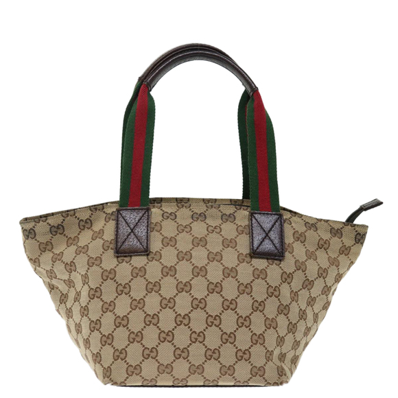 GUCCI GG Canvas Web Sherry Line Hand Bag Beige Red Green 181228 Auth ep4035 - Picture 2 of 16